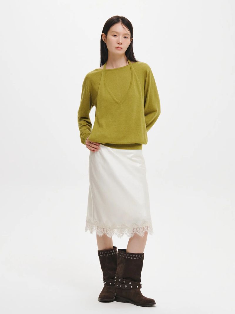RELAXED HALTER LAYERED PULLOVER