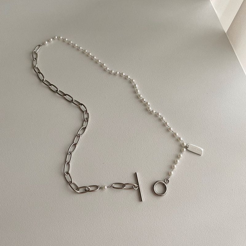sspoi Surgical Steel Toggle Bar Two-Way Pearl Guest Look Necklace