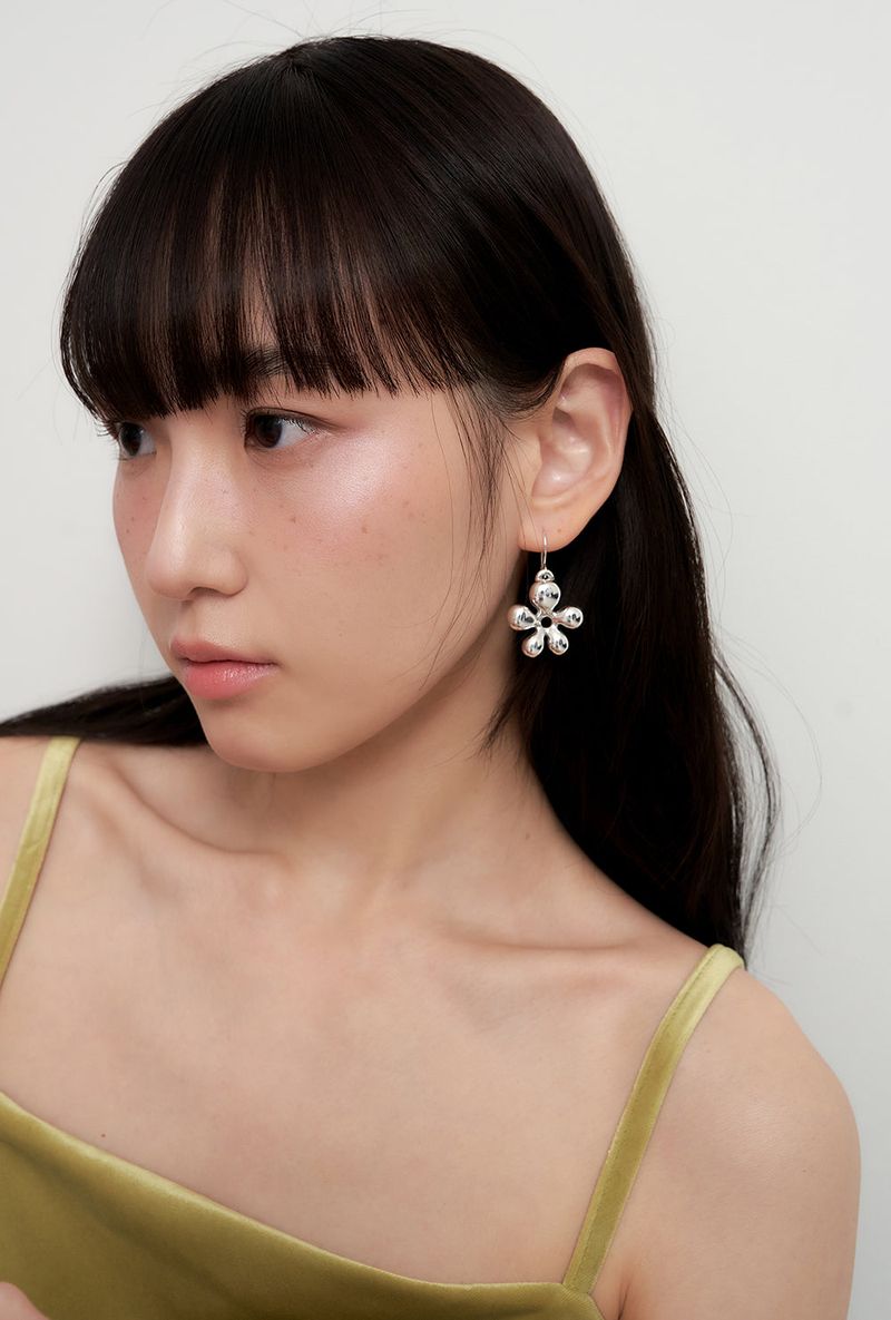 [silver925] draw flower earring