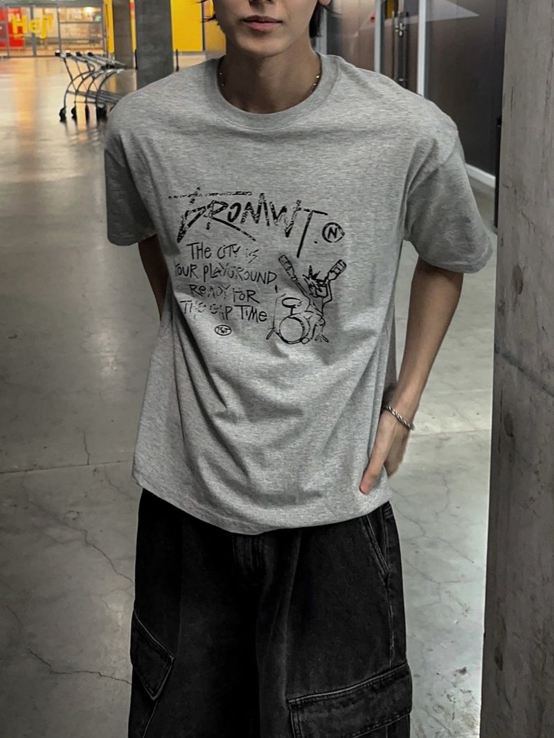 Vintage drum punk short-sleeve tee