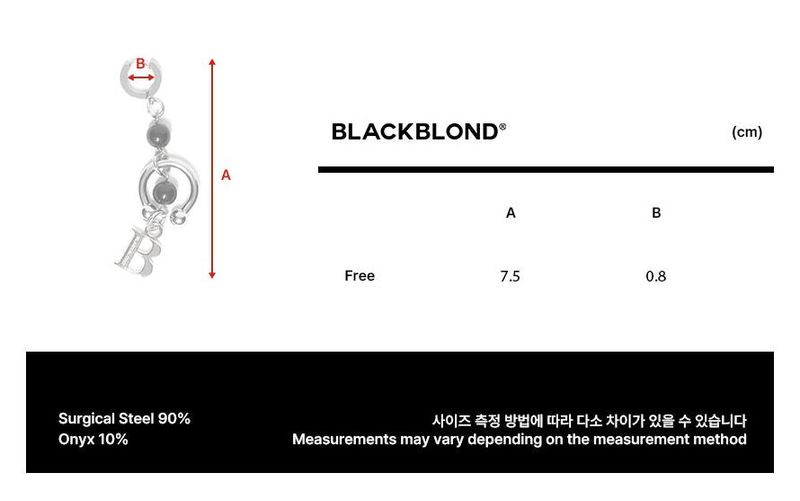 BBD Stone Ball B Logo Earring (Silver&Black)