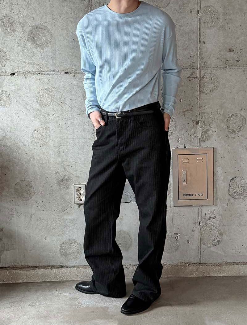 Irrregular rib slim long sleeves(5color)