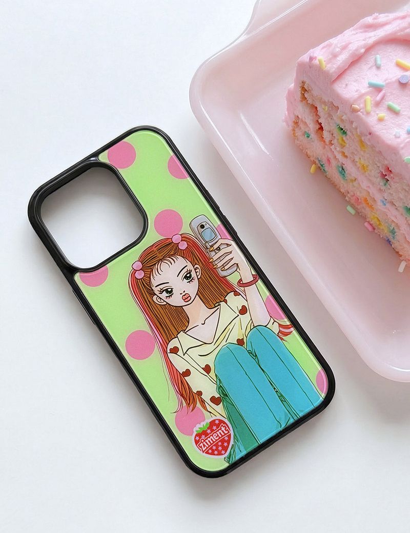 【MADE】Dot Kitsch Girl Glass Bumper Case