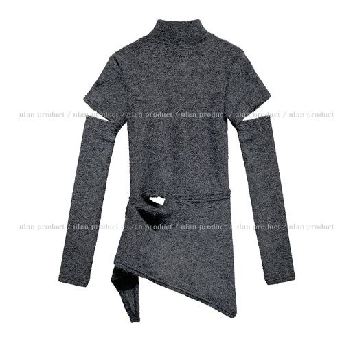 Pony Incision Wrap Knit Turtleneck