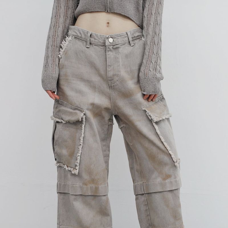 (Unisex) Bison Cargo Wide Denim