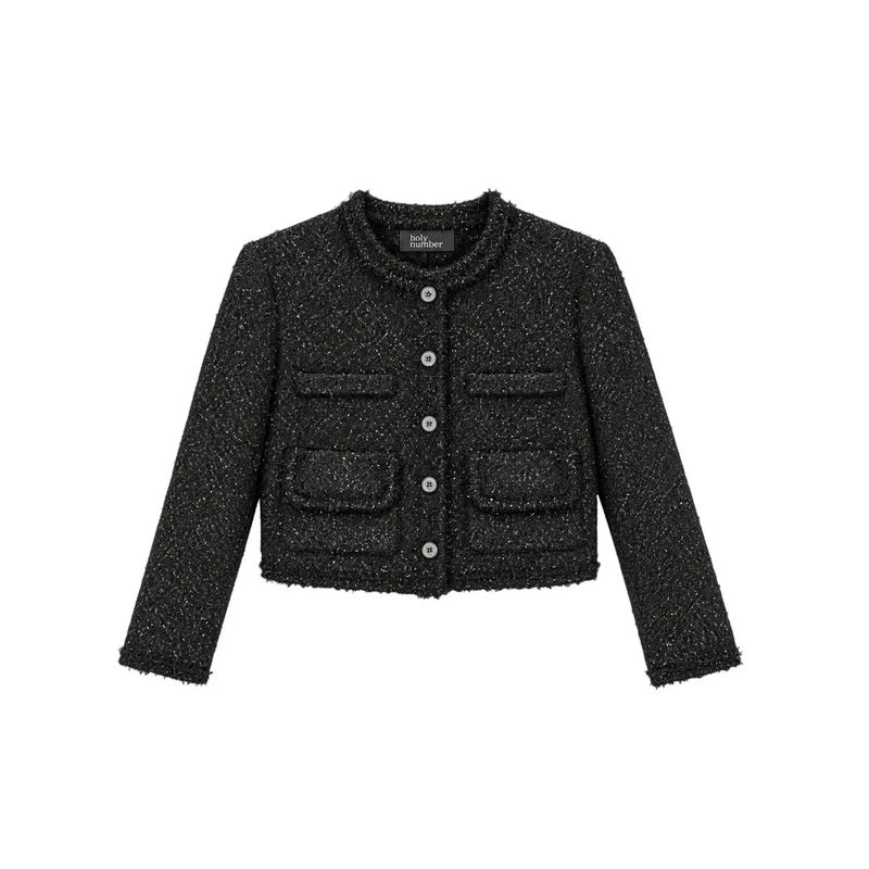 RAW EDGE TWEED CROPPED JACKET