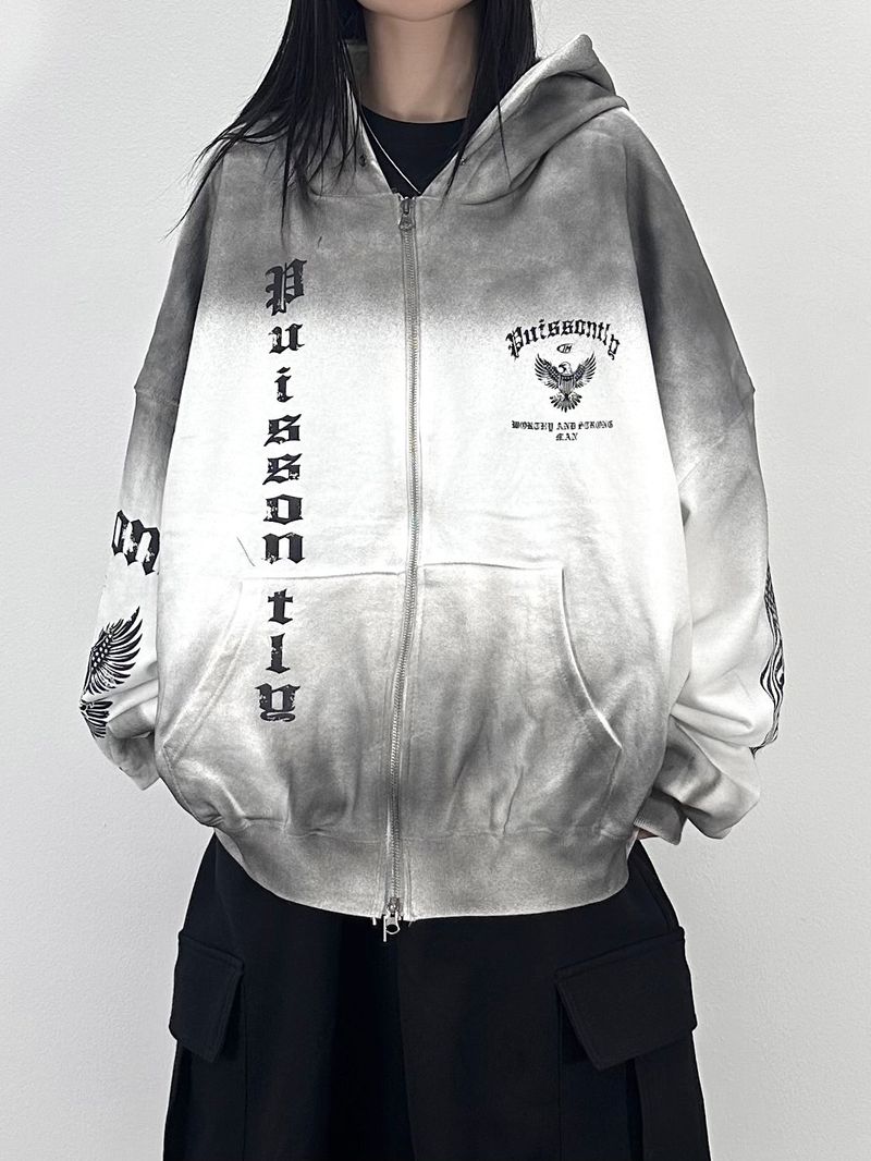 dirty eagle hooded zip-up