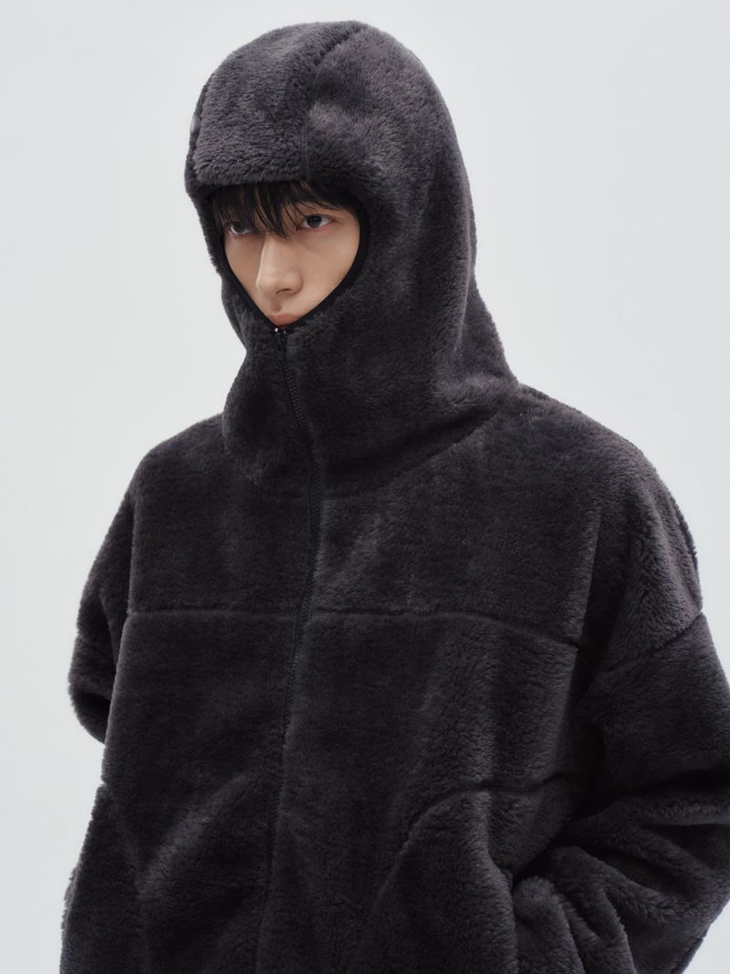 FLEECE HOOD ZIP-UP [Charcoal]