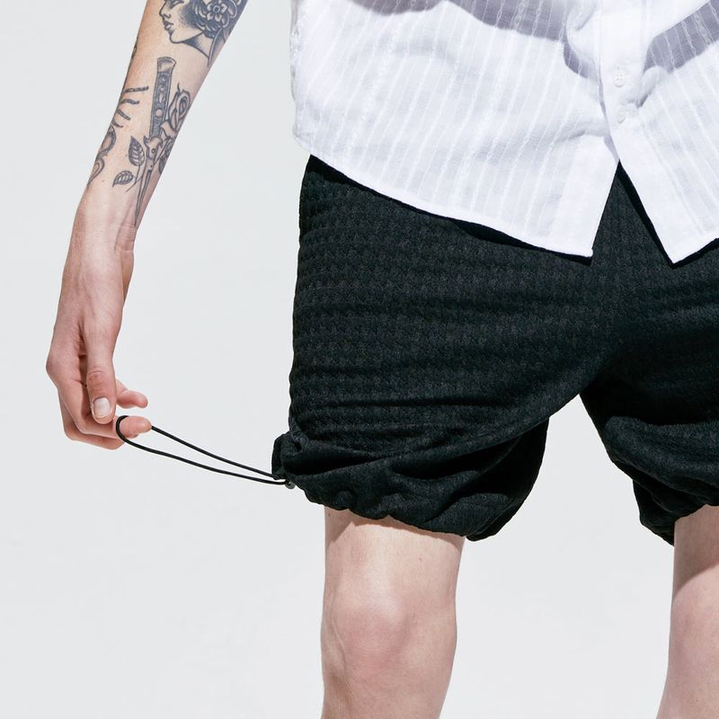 2way waffle half banding pants black