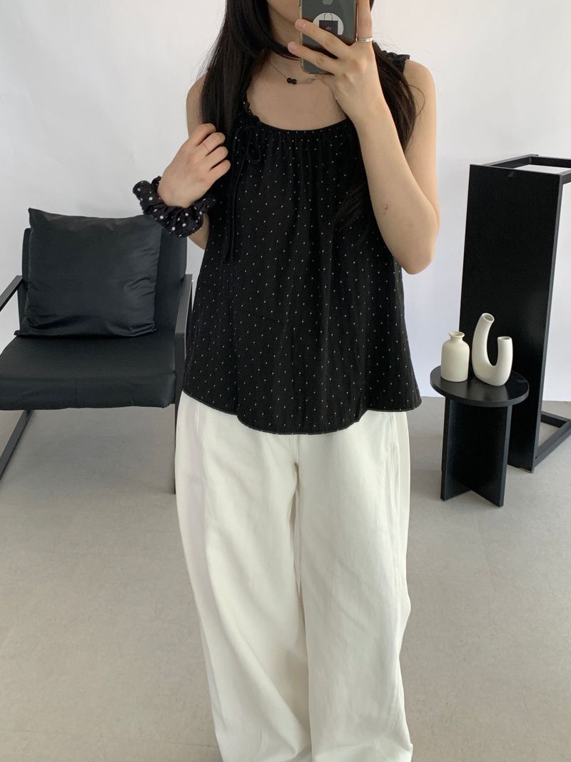 Liam Shirred Sleeveless Blouse