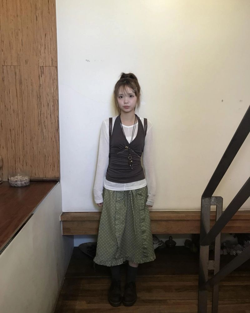 oso dot frill skirt