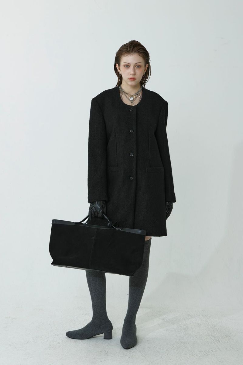 WOOL-LIKE LONG COAT_BLACK