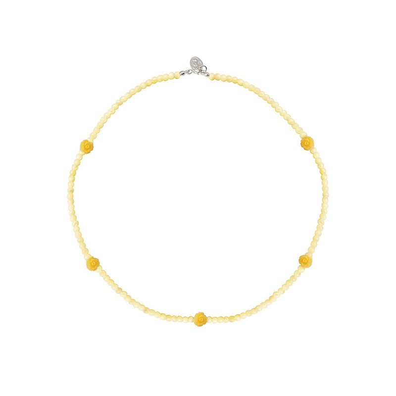 [925 SILVER] Mini Rose Beads Necklace (4colors)