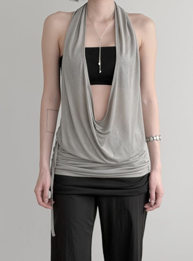 mnem（ムネム）の「Desert Cowl Neck Hooded Drape Top（Tops）」