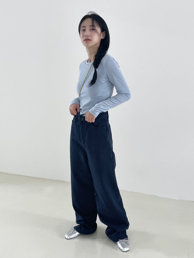 Twill wide cotton pants