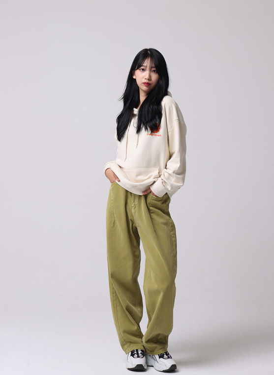 structured denim pants_2color