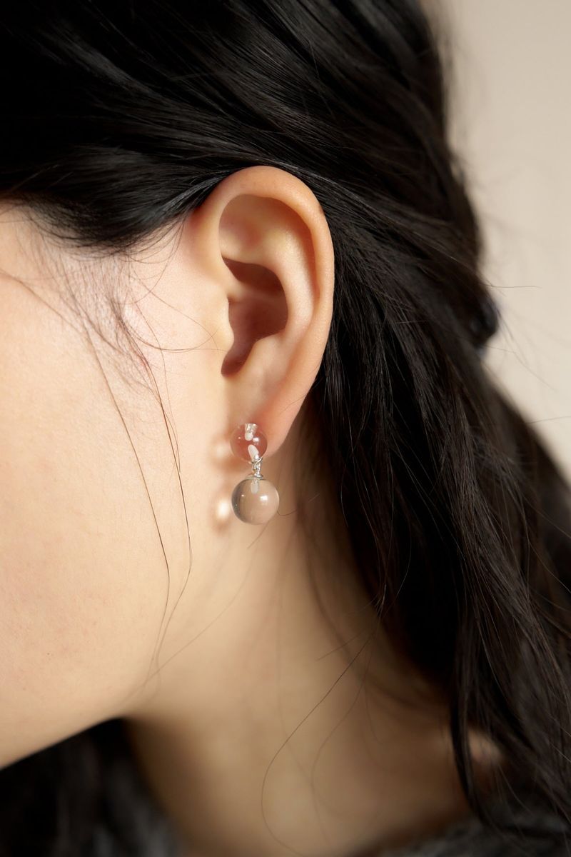 clear quartz earring (2color)