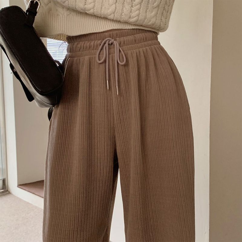 [BELLIDE MADE] Cloud Rib Rubber Waist Wide Pants