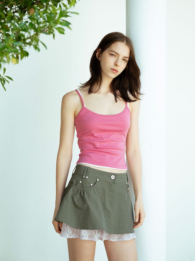 Lily Lace Mini Skirt_Khaki