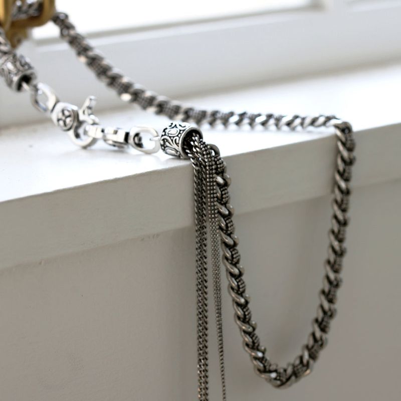SVC-531 Handmade Antique Silver Mesh Pants Chain Keychain