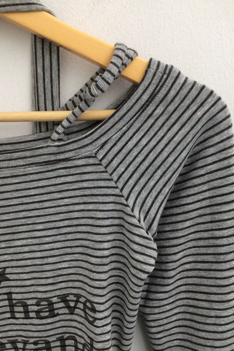 striped tie-neck top