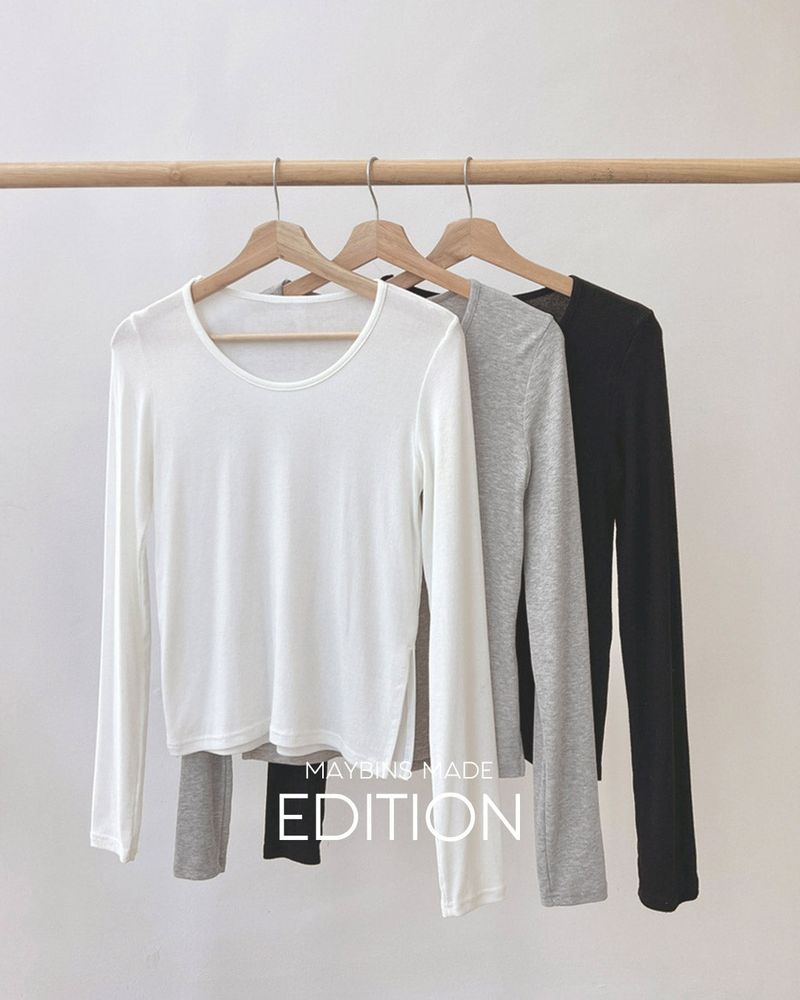 【MADE】UネックスリットTシャツ