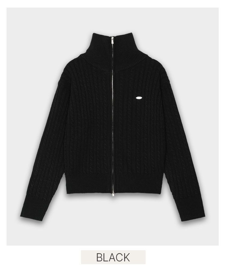 [BELLIDE MADE] Cable knit zip-up with pendant