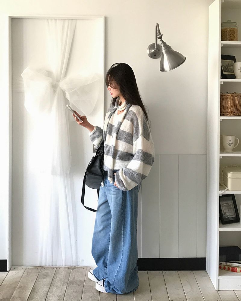 [ORIGINAL] LACKUN Striped Muffler Knit Set