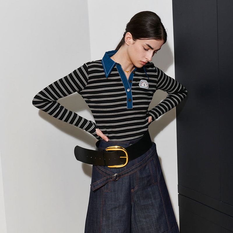  VICTORIA STRIPE TEE, BLACK+WHITE S
