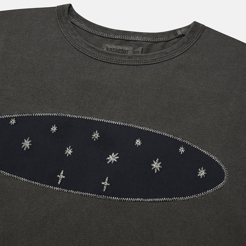 Starry pigment half T-shirts / Black charcoal