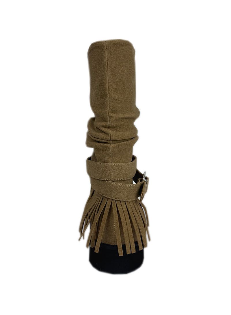 BUCKLE SUEDE FRINGE BOOTS (2C)