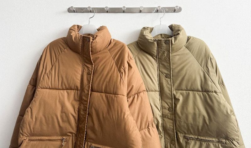  Ringf pocket zipper high neck padded jumper