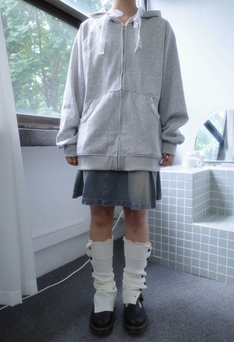 Petite Check Hooded Zip-Up