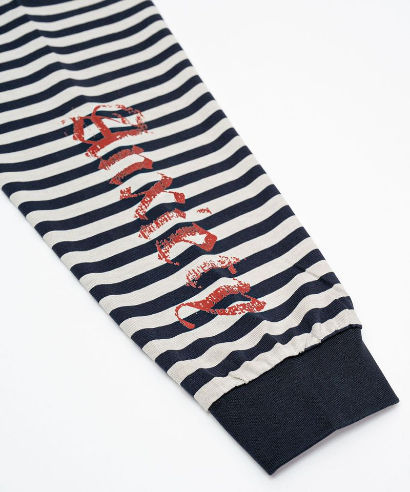 BBD Anxiety Multi Patch Stripe Long T-Shirt (Navy&Sand)