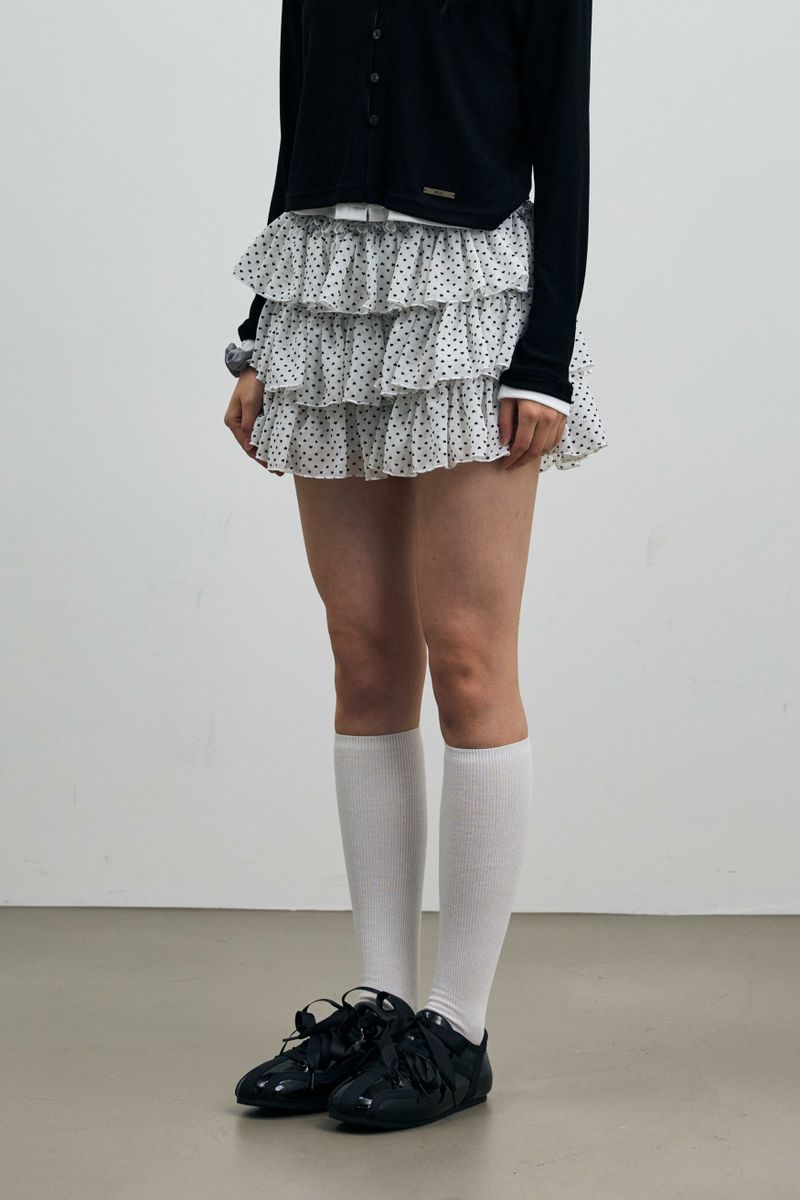 MINI HEART CANCAN SKIRT PANTS / WHITE