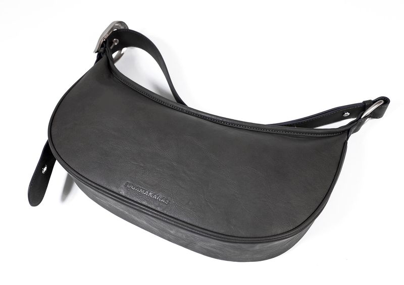 H-Buckle Soft Leather Hobo Bag (gray)