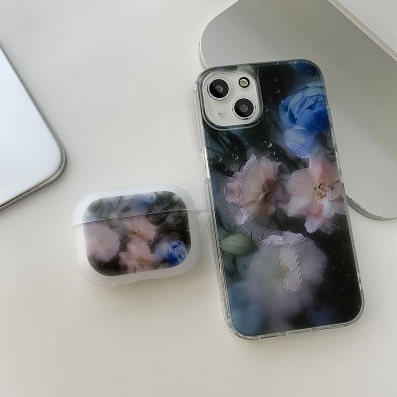 Blue - Rain Flower AirPods Case_matt