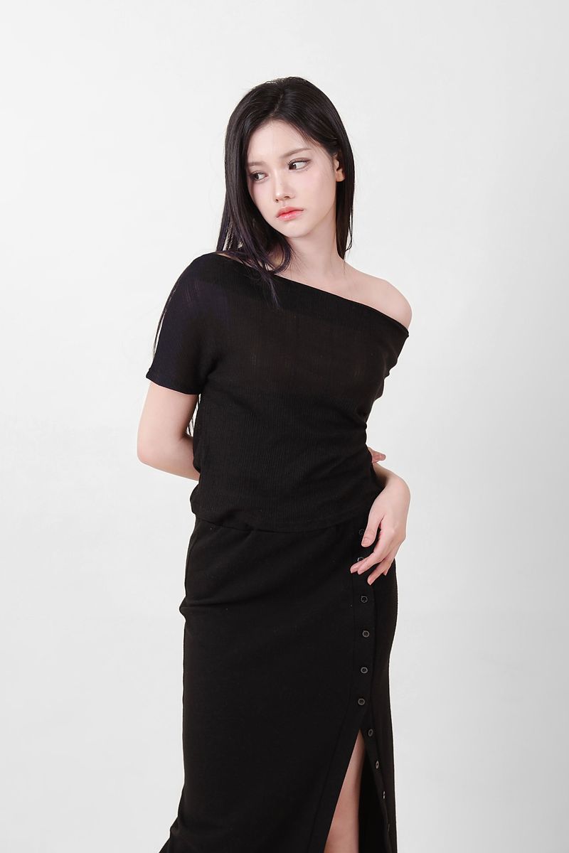 See-Through Ribbon Top Black