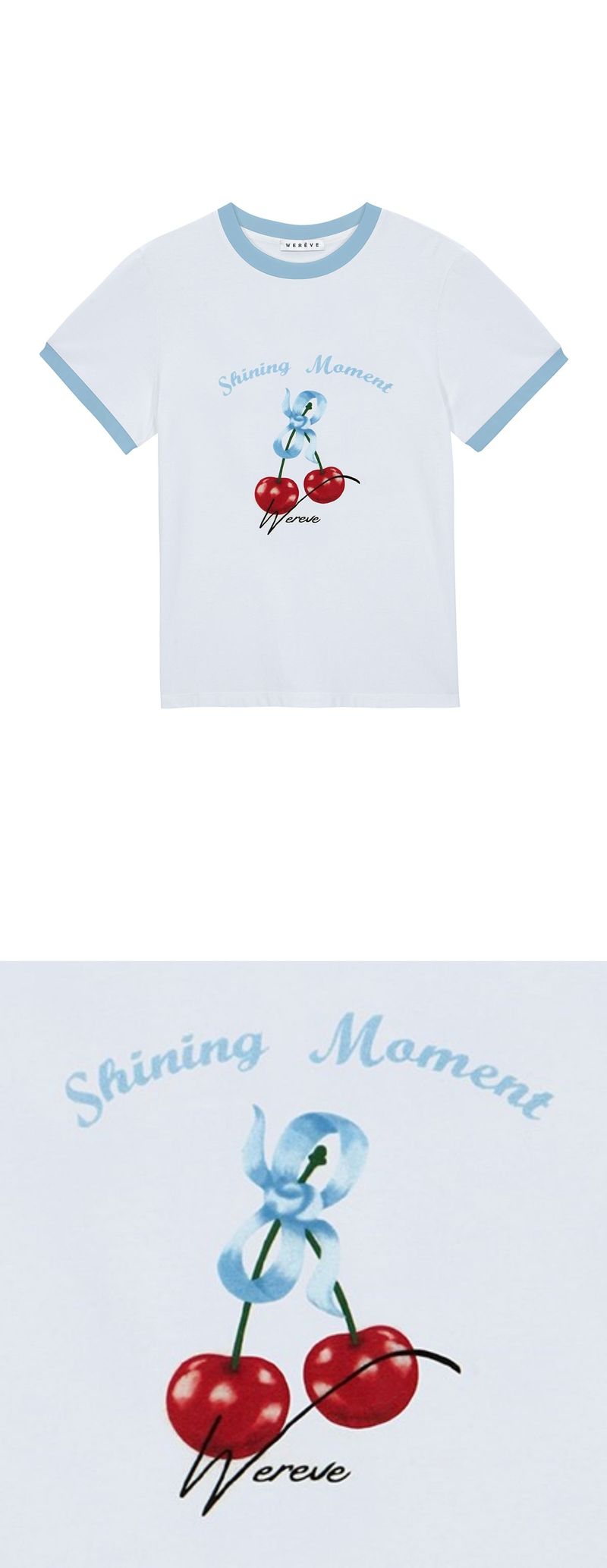 Cherry ringer t-shirt_white/pale blue