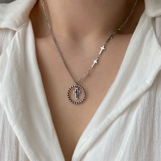 ky Coin Black Cross Two Way Necklace