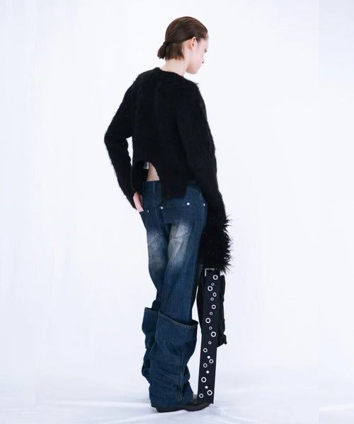 OVERLAP TUCK DENIM PANTS