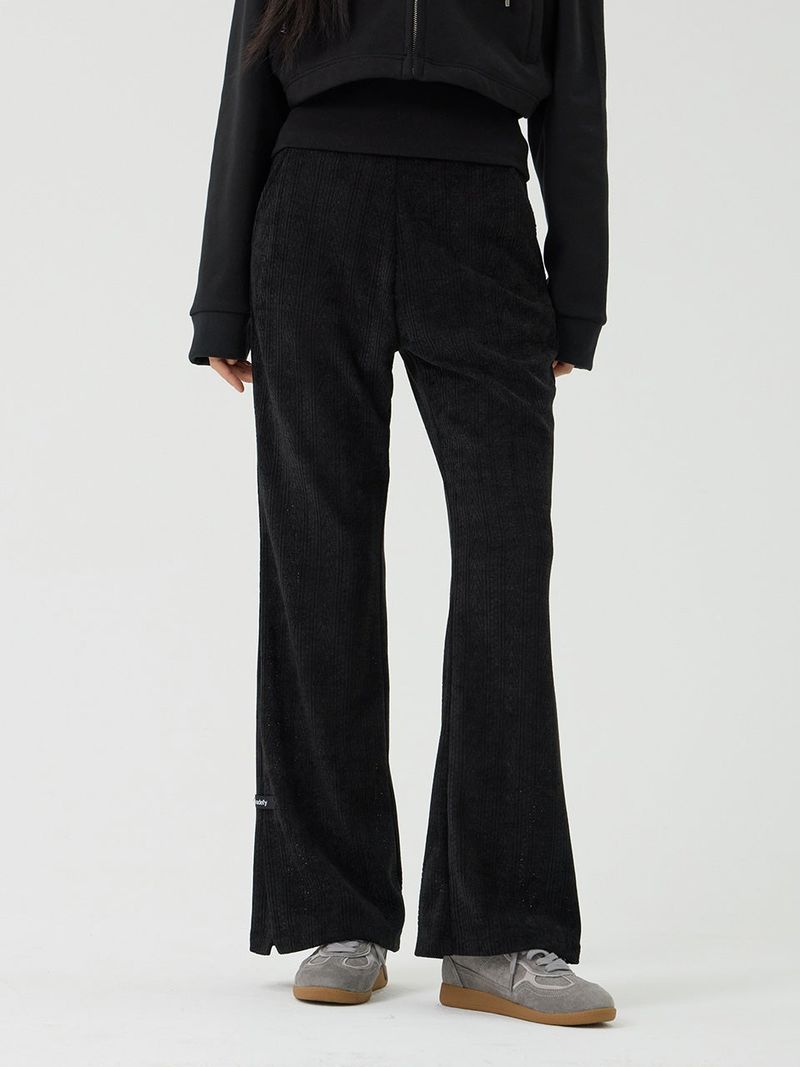 Knit cut detail bootcut Pants, Black