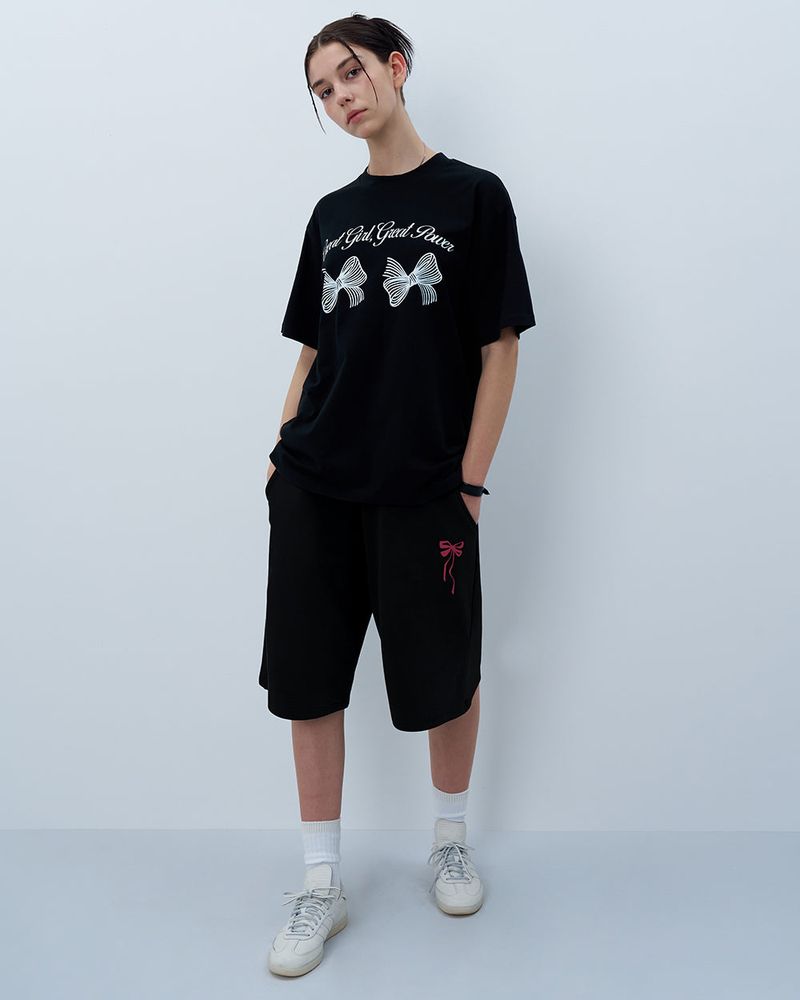 TWIN RIBBON TSHIRT-BLACK