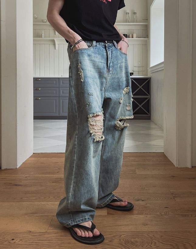 Kuda Damaged Wide Denim Pants