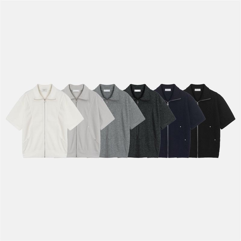 Comet Short-Sleeve Knit Zip-Up (6 Colors)