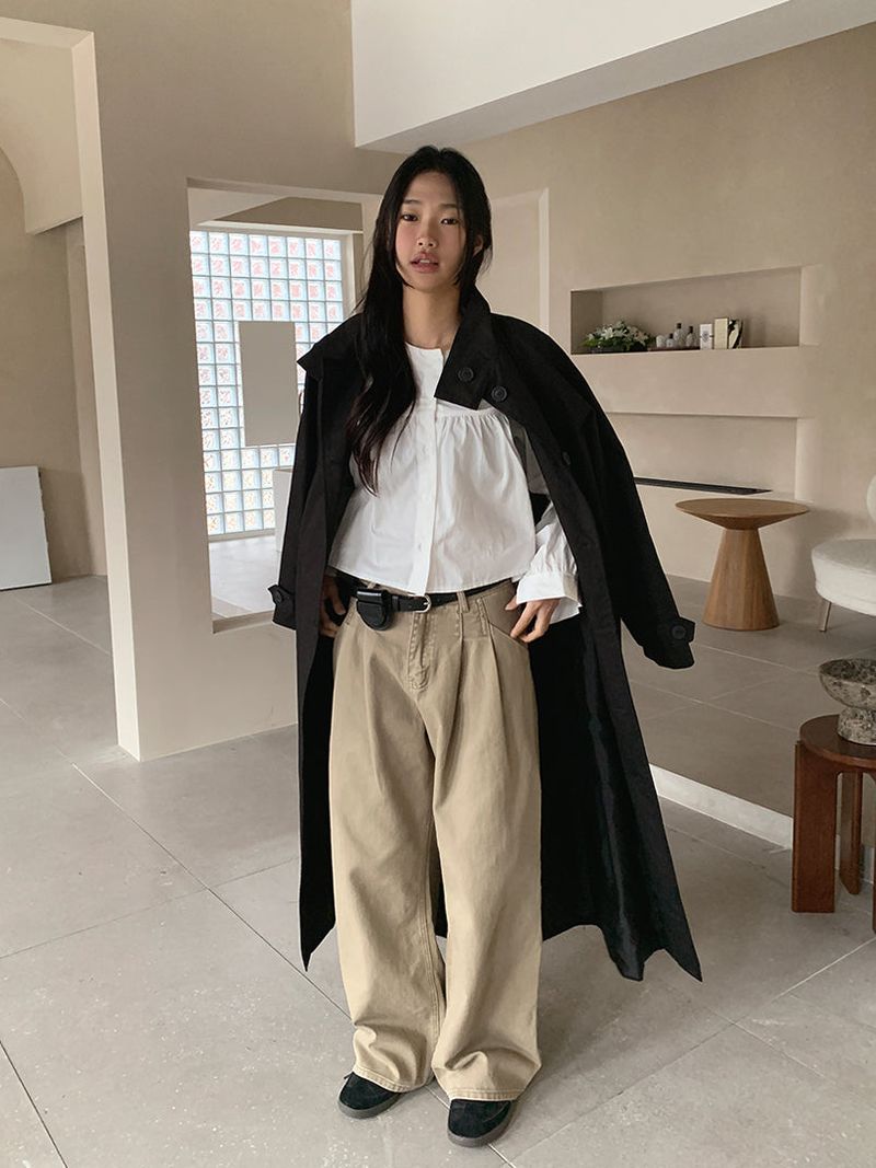 PLAIN WASHED PINTUCK PANTS (2C)