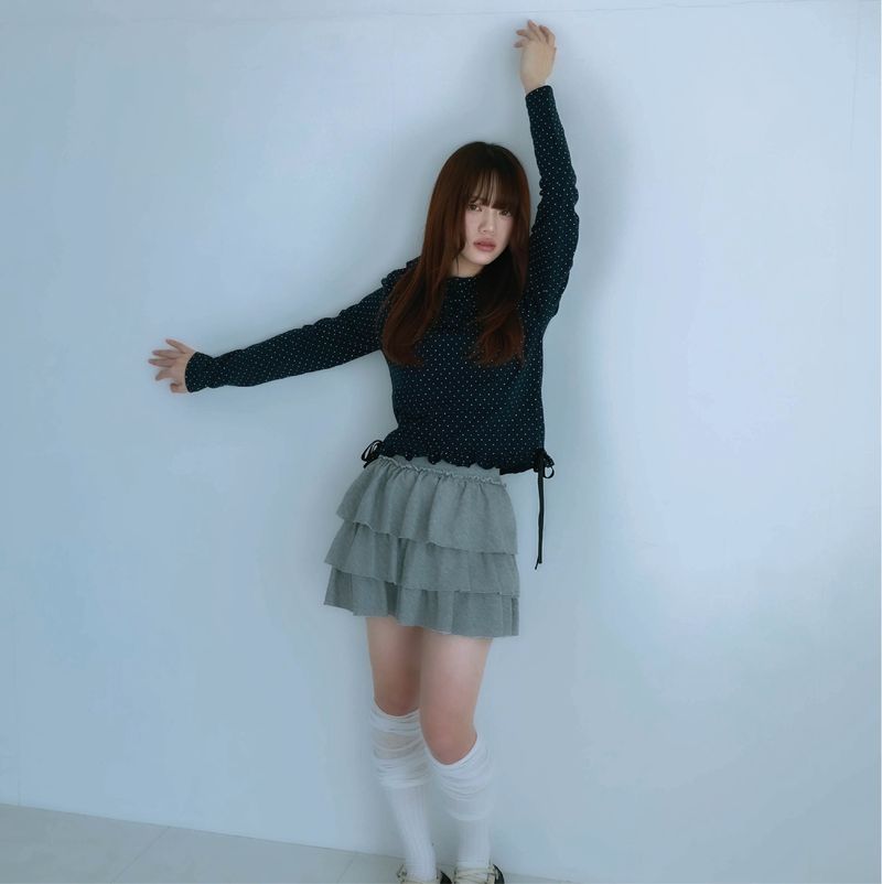 dot frill tee (navy)