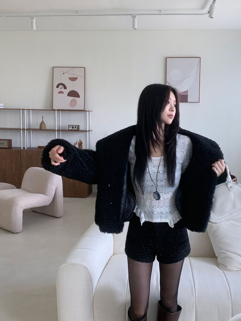 Teddy Hug Fuzzy High Neck Fur Jacket