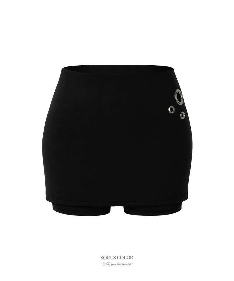 Metal eyelet mini skirt pants (2color)
