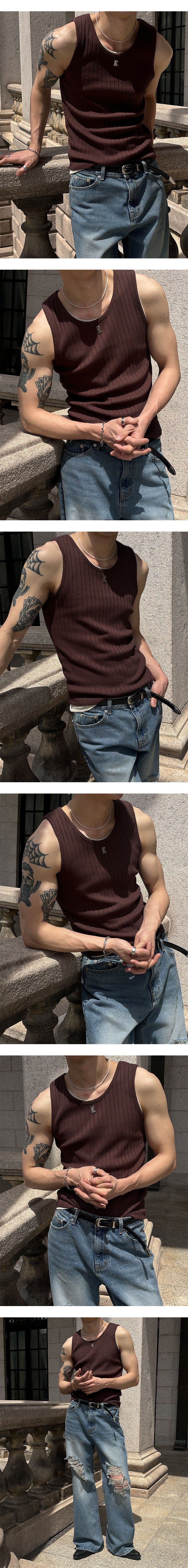 [S/S] High ribbed logo sleeveless(6color)